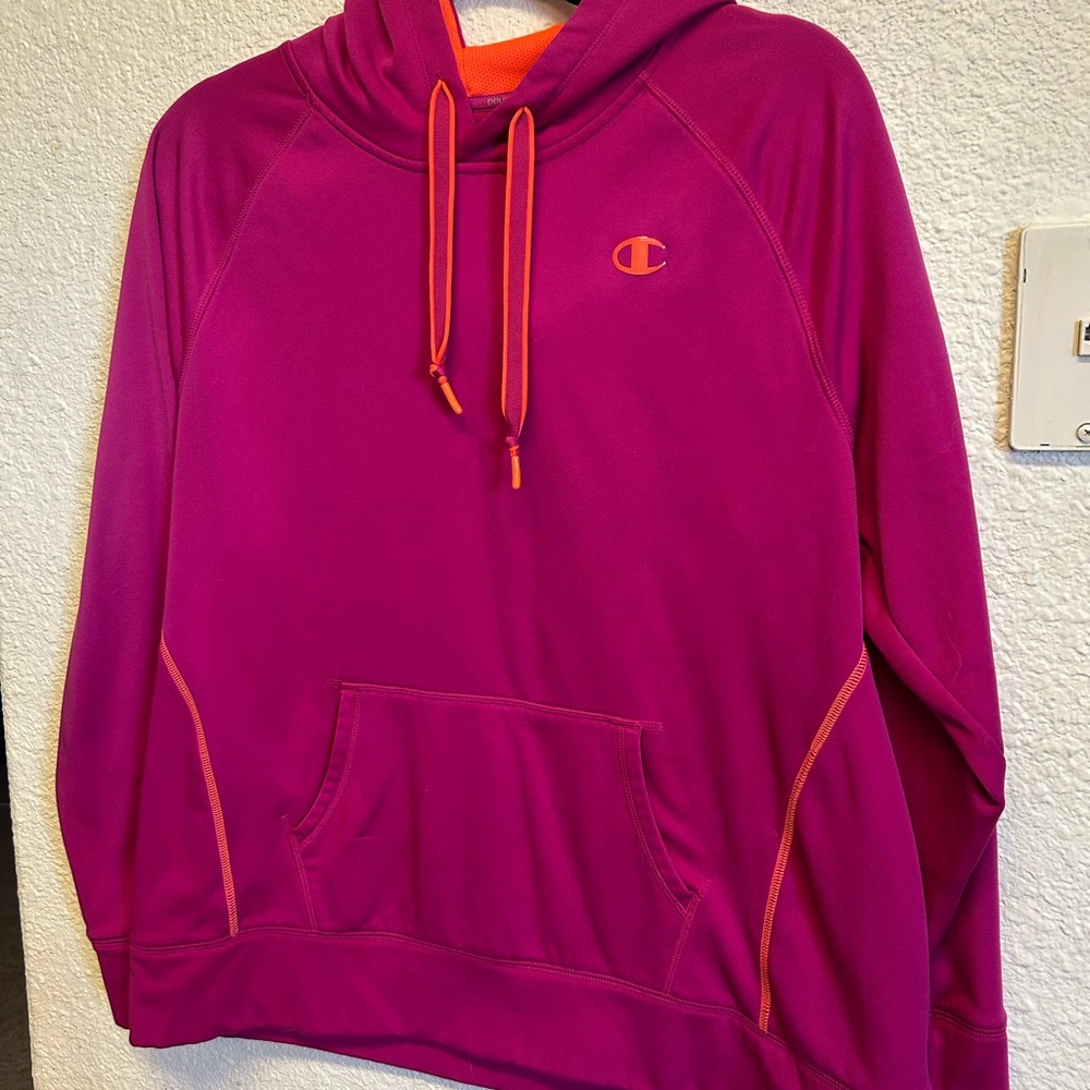 Champion Pink Hoodie with Orange Accents